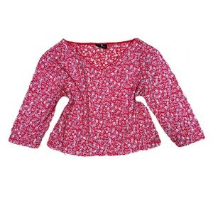 Y2K No Boundaries Red Floral Long Sleeve Top